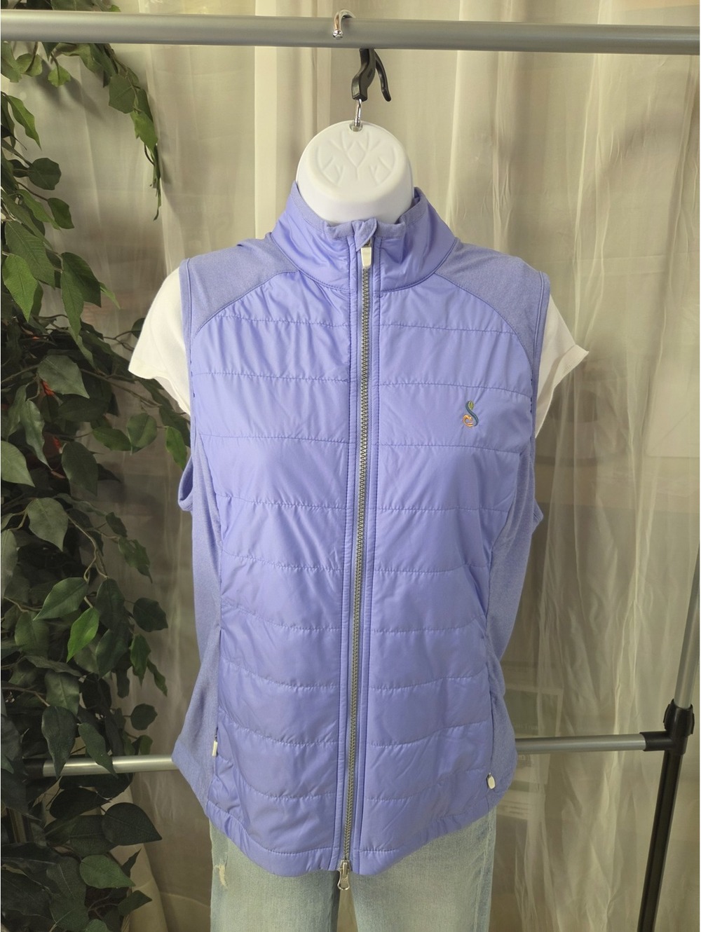 Zero Restriction PrimaLoft Quilted Athletic Golf Vest Periwinkle Womens Size L
